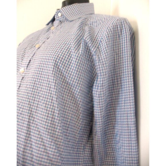 Charles Tyrwhitt Shirt Men large16.5/33 Blue ExtraSlim plaid Long Sleeve Button - Picture 4 of 12
